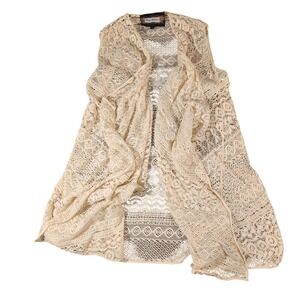 Vintage Collection Vest Womens Medium‎ Crochet Lace Boho Cardigan Whimsy Fairy
